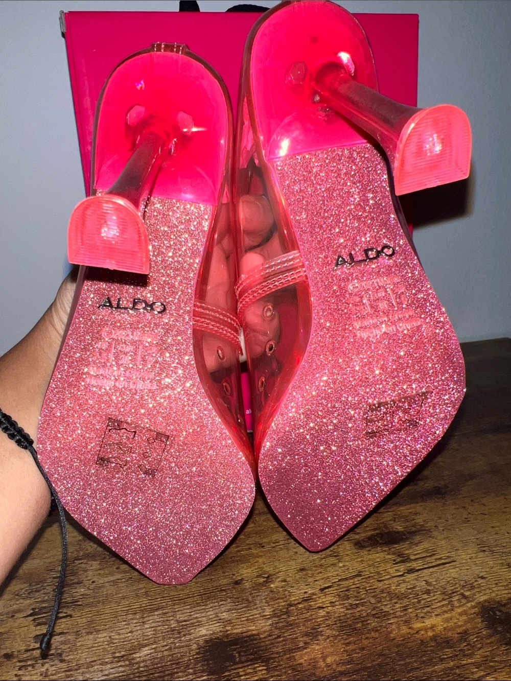 Aldo Bright Pink Pointed Heel Pumps with Rhinestone Accent - Picture 4 of 4